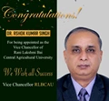 Dr Ashok Kumar Singh Appointed as VC of Rani Laxmi Bai Central Agricultural University